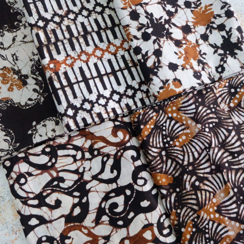 Kain batik katun cap sogan batangan set viscose polos