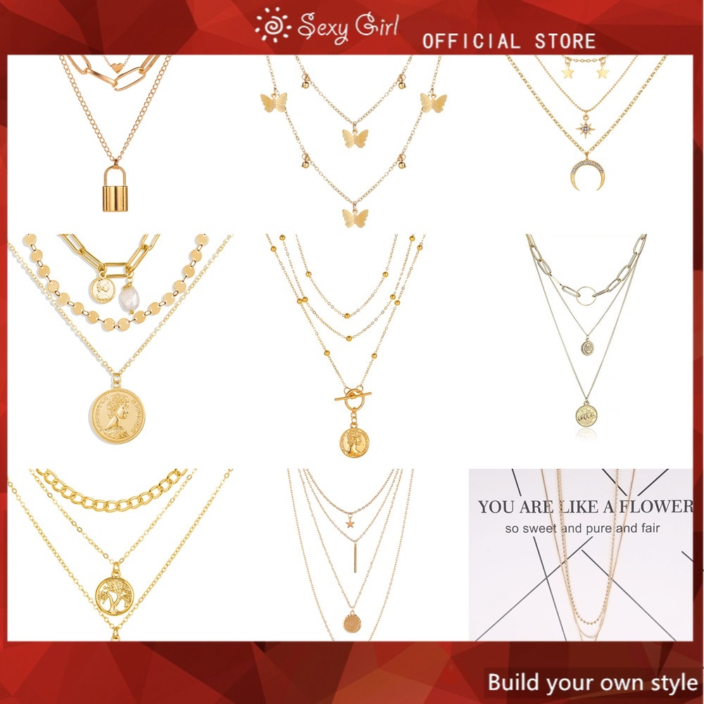 Multi-layer Necklaces Single Product Lock Long Strip Star Necklace Temperament Slender Girl Necklace Sexy Girl Jewelry