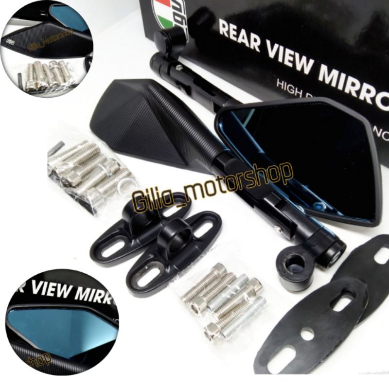 Spion AGV Tomok Besar V5 Full CNC Variasi Motor Mirror Biru Universal Motor