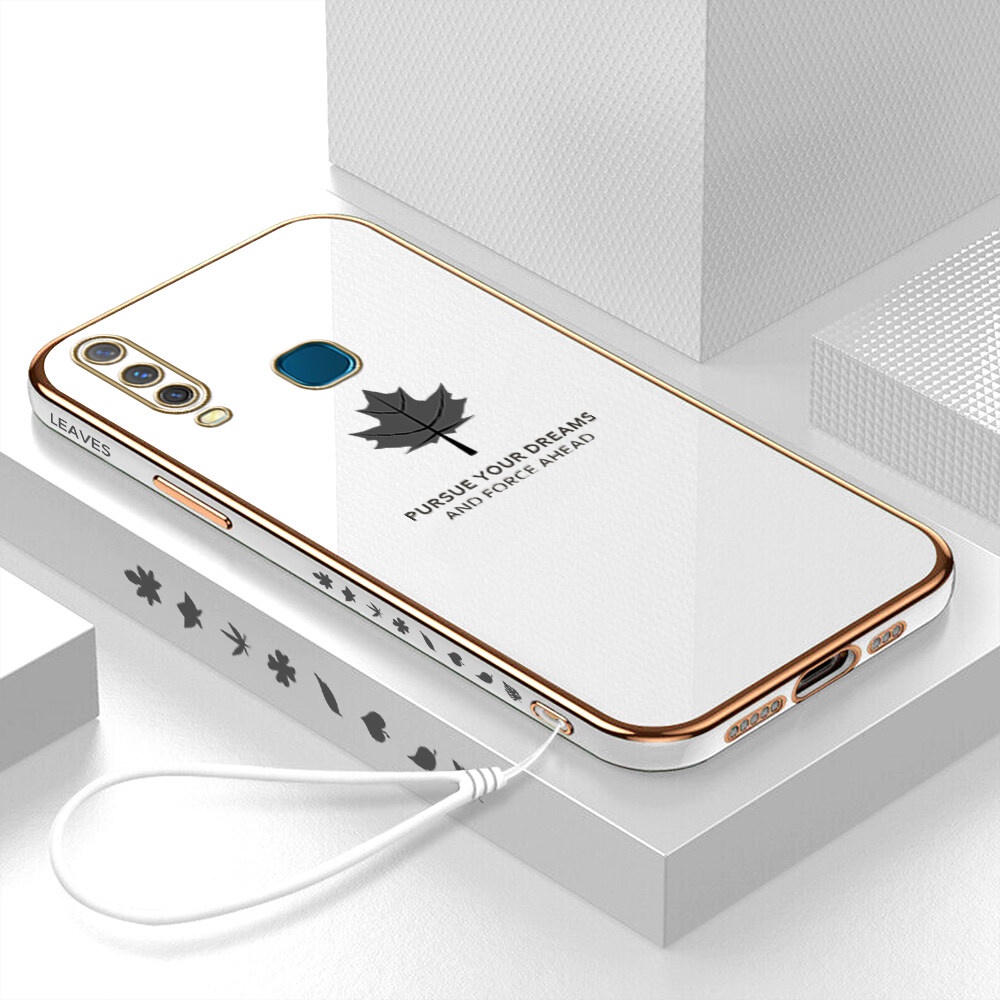 Soft Case Silikon Motif Daun Maple Dengan Tali Untuk Huawei Y6P 2020 Y7A Nova 8i 5T 7i 7SE 3i Y9S Y7 Pro Y9 Prime 2019