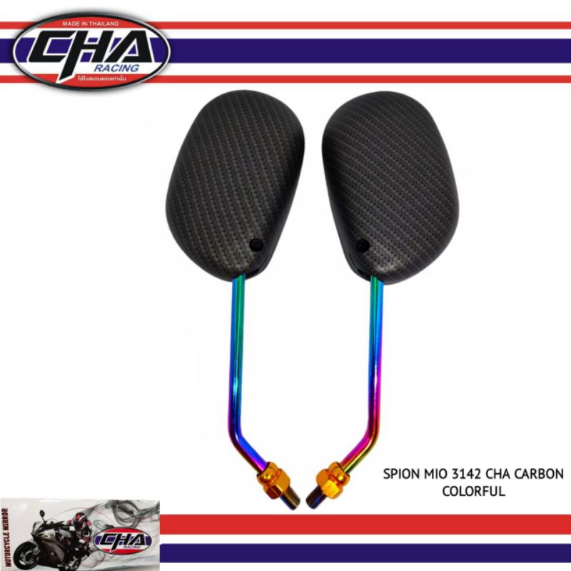 spion Mio karbon pelangi tangkai panjang universal motor Honda dan yamaha