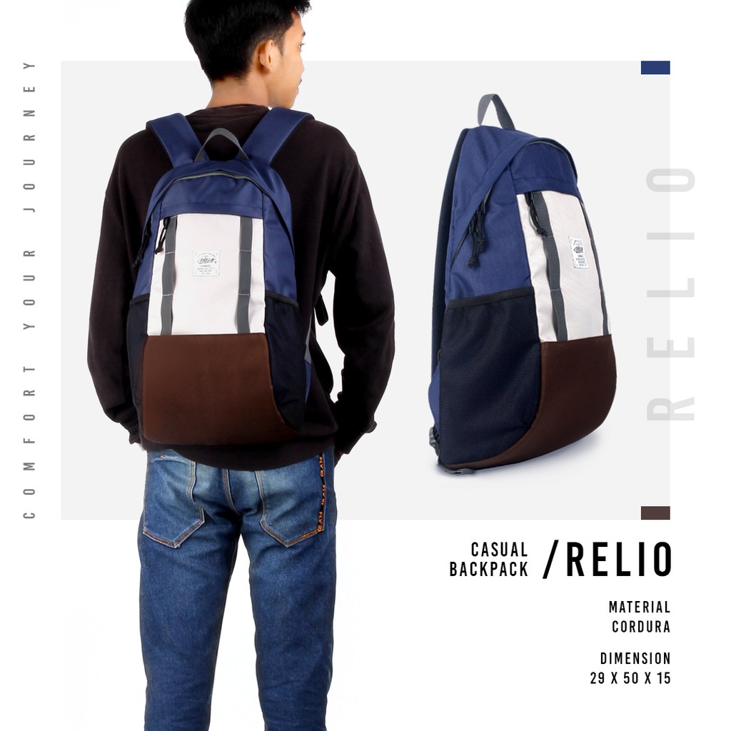 Tas Punggung Pria Warna Navy - Blesco Relio Tas Kuliah Casual milenial