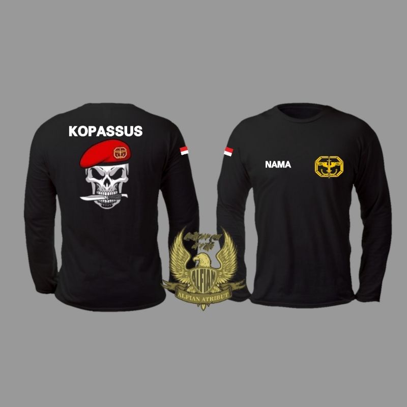 kaos kopassus lengan panjang combed 30S/baju kaos kopassus lengan panjang combed 30S