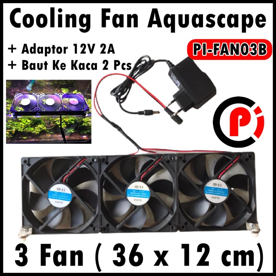 PI FAN03B Cooling 3 Fan Kipas Pendingin Aquarium Aquascape 36 x 12 cm