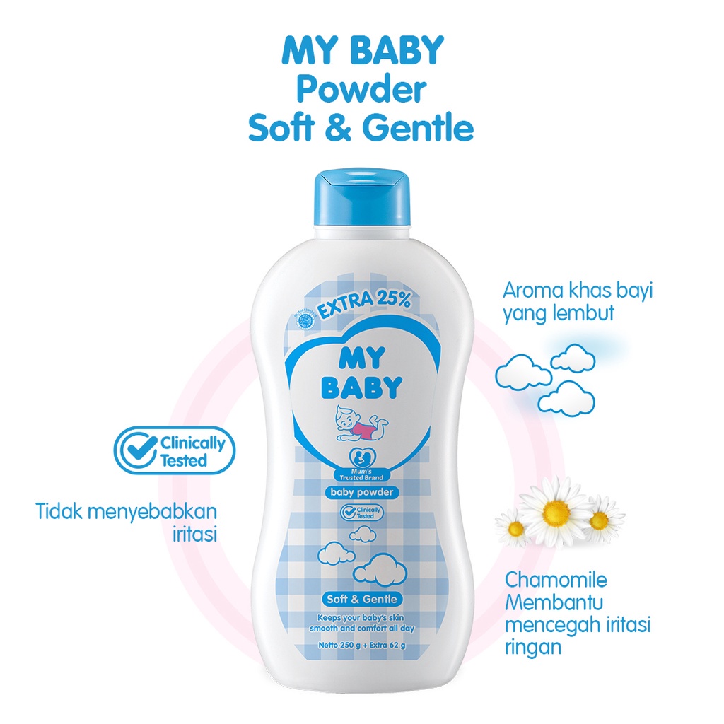 Bedak Bayi Wangi Lembut My Baby Powder Soft &amp; Gentle Chamomile 250gr