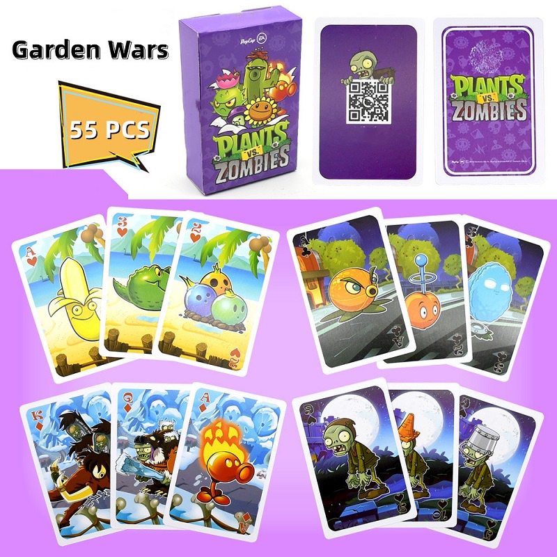 55pcs Kartu Permainan Plants vs Zombies Alien World Cherry Kacang Polong Snow Pea Untuk Pesta