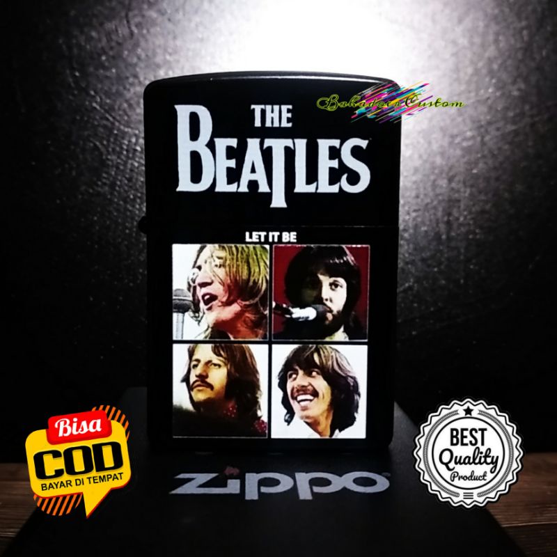 KOREK API ZIPPO CUSTOM UV PRINTING THE BEATLES BAND BISA REQUEST CUSTOM