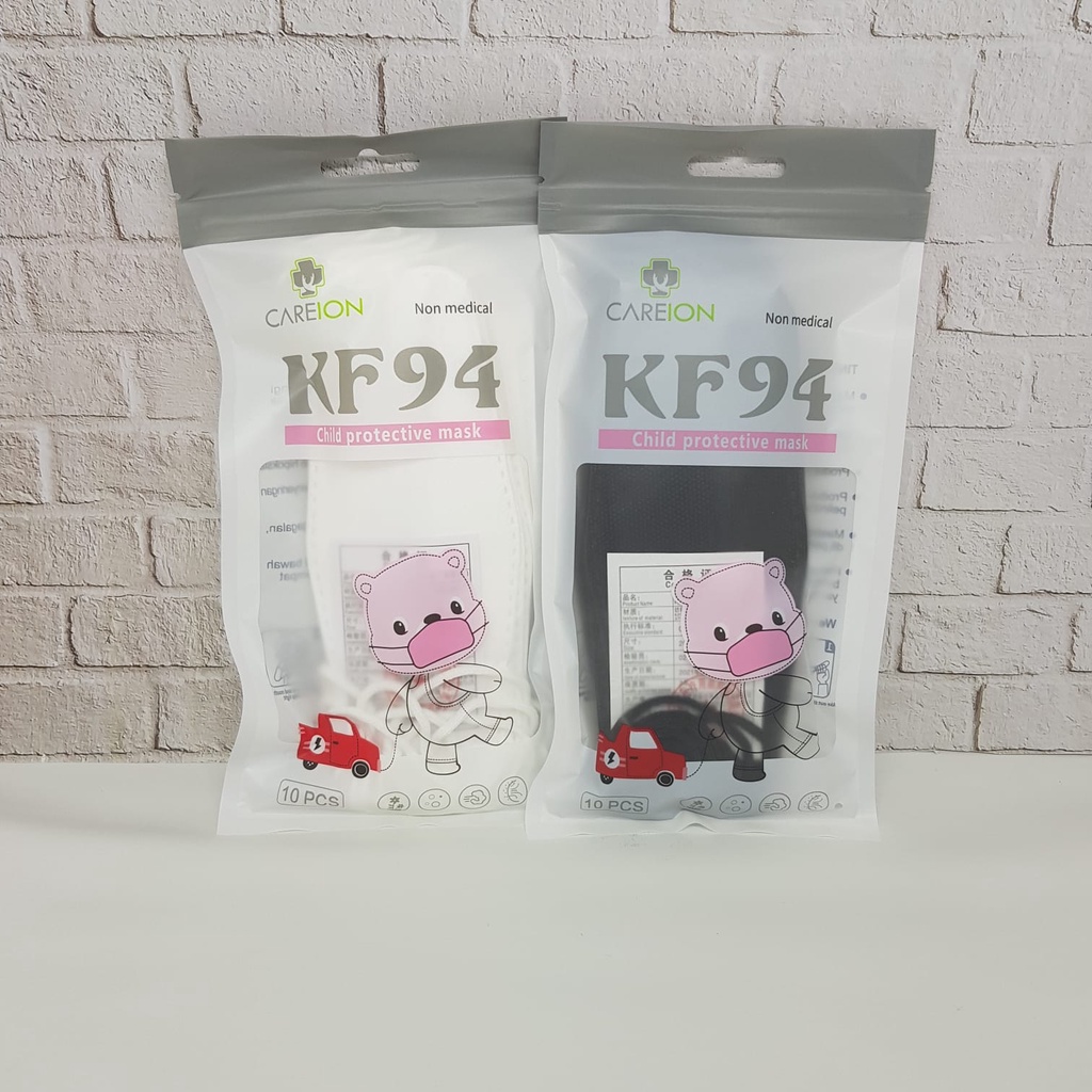 ENZ ® Masker Anak KF94 Sachet 4Ply isi 10Pcs Putih Hitam Abu Warna Korea KF 94 Earloop Mask Kemenkes 1007