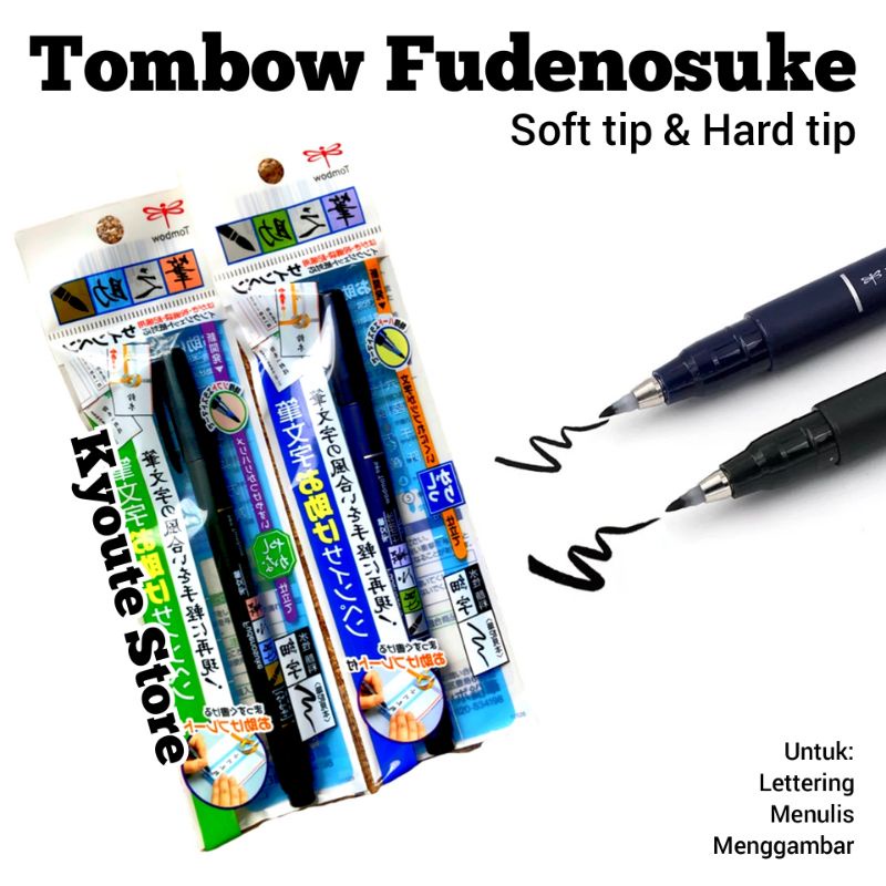 

Tombow Fudenosuke Soft Hard Tip Brush Pen Lettering Kaligrafi Tipografi Marker Drawing Japan