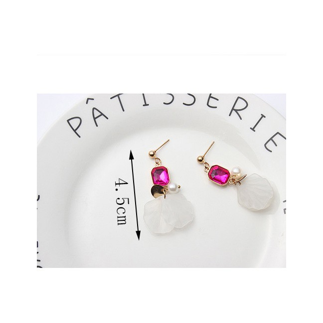 LRC Anting Tusuk Fashion Petal Shape Decorated Earrings