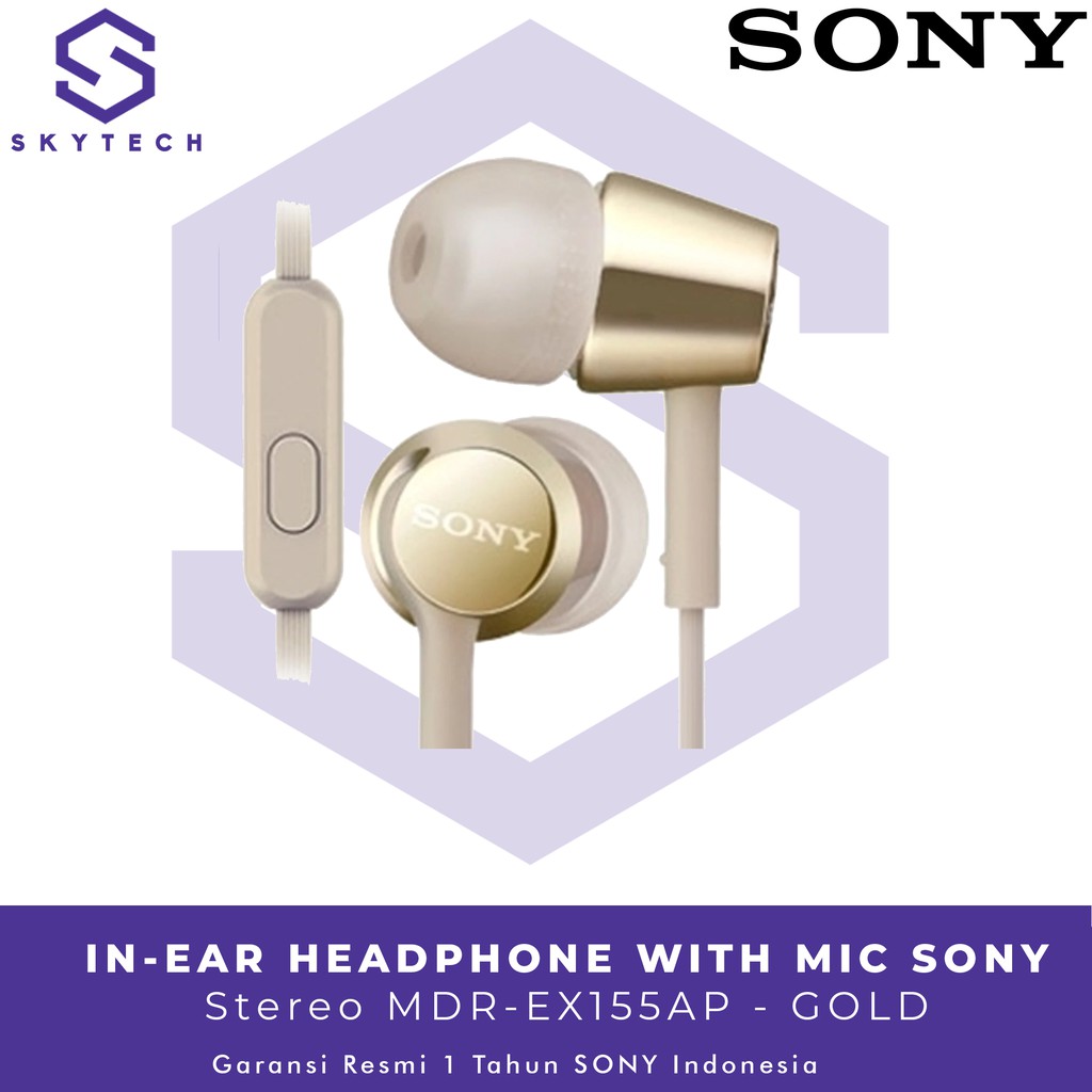 EARPHONE SONY MDR EX155AP GOLD ORIGINAL GARANSI RESMI