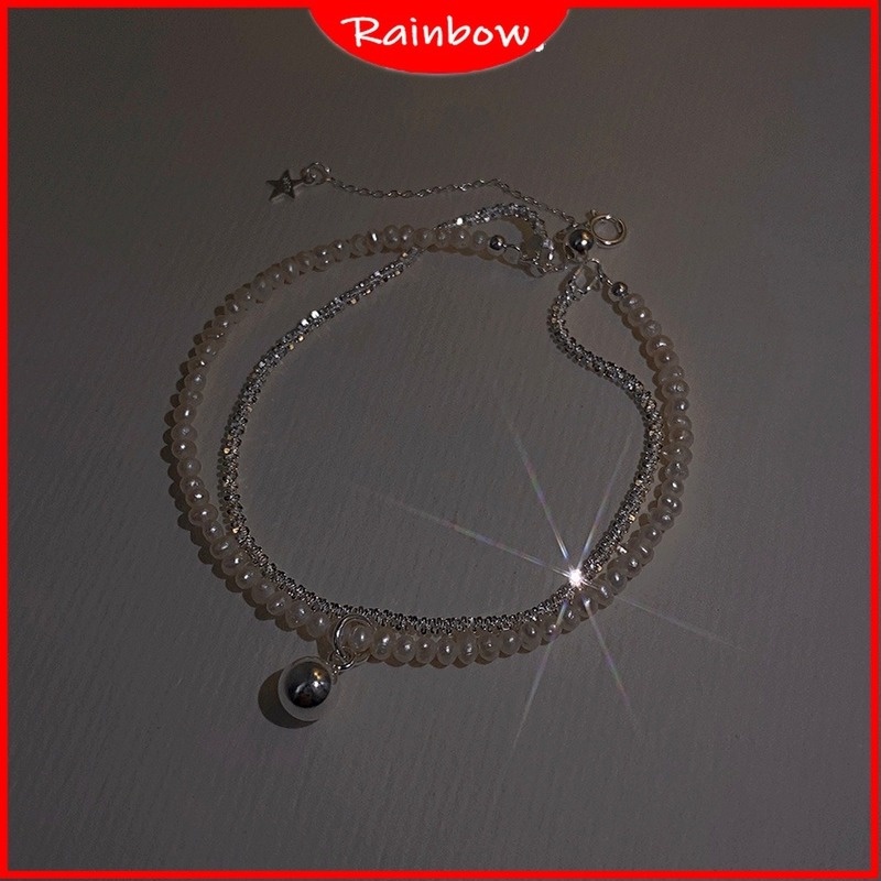 Starry Pearl Double-Layer Gelang Wanita Musim Panas Sederhana Gelang In Desain Bola Gelang Hadiah Anak Perempuan