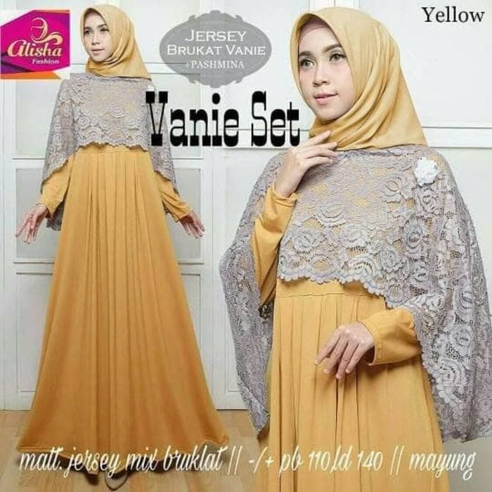 TERLARIS PAKAIAN SET GAMIS WANITA MUSLIM SYARI LEBARAN elegan premium branded mewah murah pesta syar