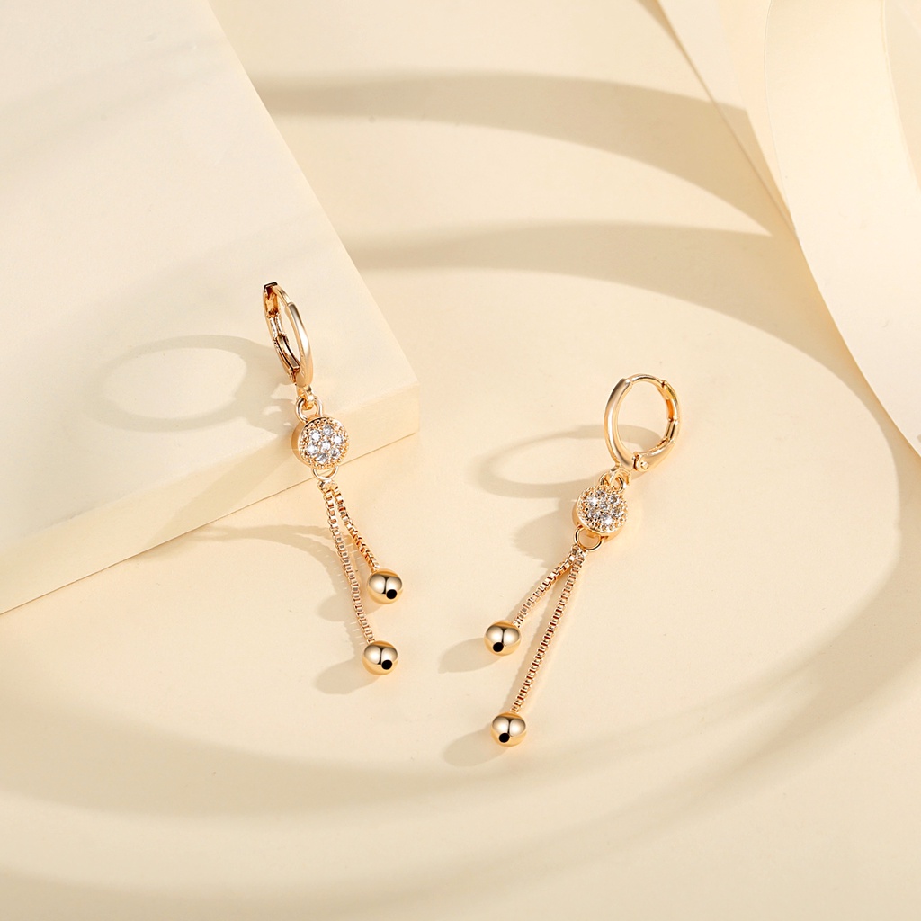 Y677 【COD】 Korea Temperamen Anting Gantung Panjang Hias Rumbai Gaya Elegan untuk Wanita Anting