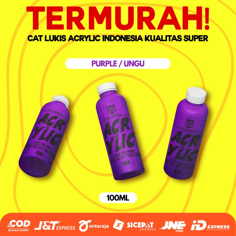 

Cat Lukis Kanvas 100ml Ungu Purple - Cat Akrilik - Acrylic Paint Cat Sterefoam