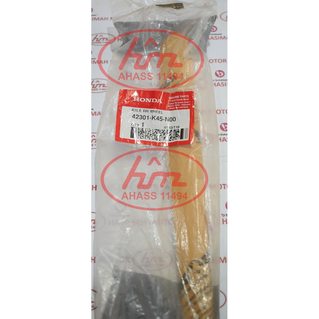 AS RODA BELAKANG (AXLE RR WHEEL) NEW CBR 150R K45G, NEW CB150R STREETFIRE K15G  KODE 42301K45N00