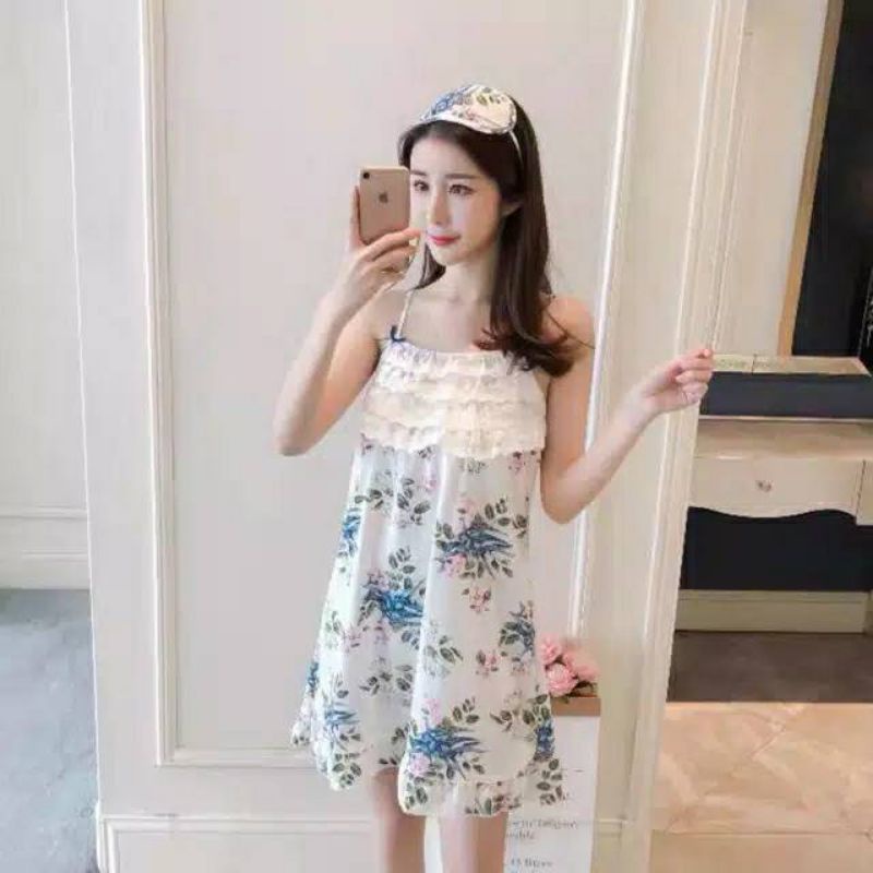 Daster Tulip renda baju tidur gaya renda imut