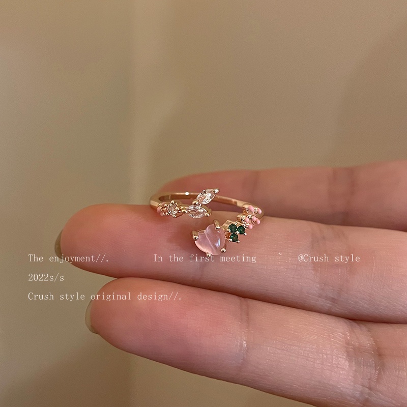 IFYOU Cincin Model Terbuka Bentuk Hati Bahan Zircon Warna Silver Gaya Vintage Korea Untuk Wanita