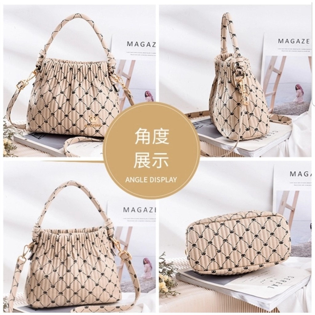 BJ57447 - BEIGE/BLACK/BLUE/COFFEE/PINK/RED/YELLOW - TAS JINJING TOTEBAG HANDBAG SLEMPANG MOTIF TAS WANITA FASHION IMPORT MODIS ELEGAN TERMURAH TERLARIS TERBARU BAGSTORE JAKARTA TAS BATAM CR7447 GT1933 JX282 BQ3510