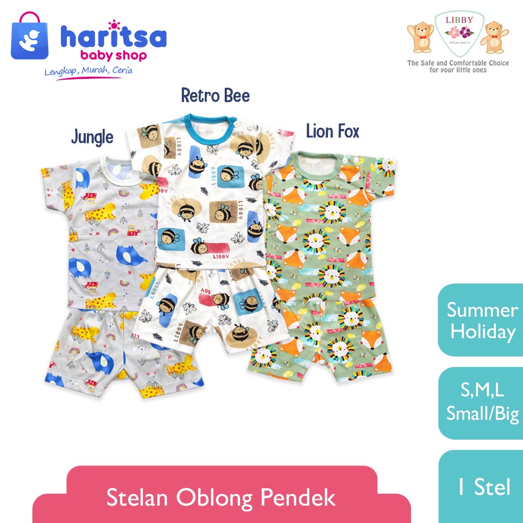 LIBBY 1 stel Stelan Oblong Pendek - Celana Pendek Motif Journey To Safari