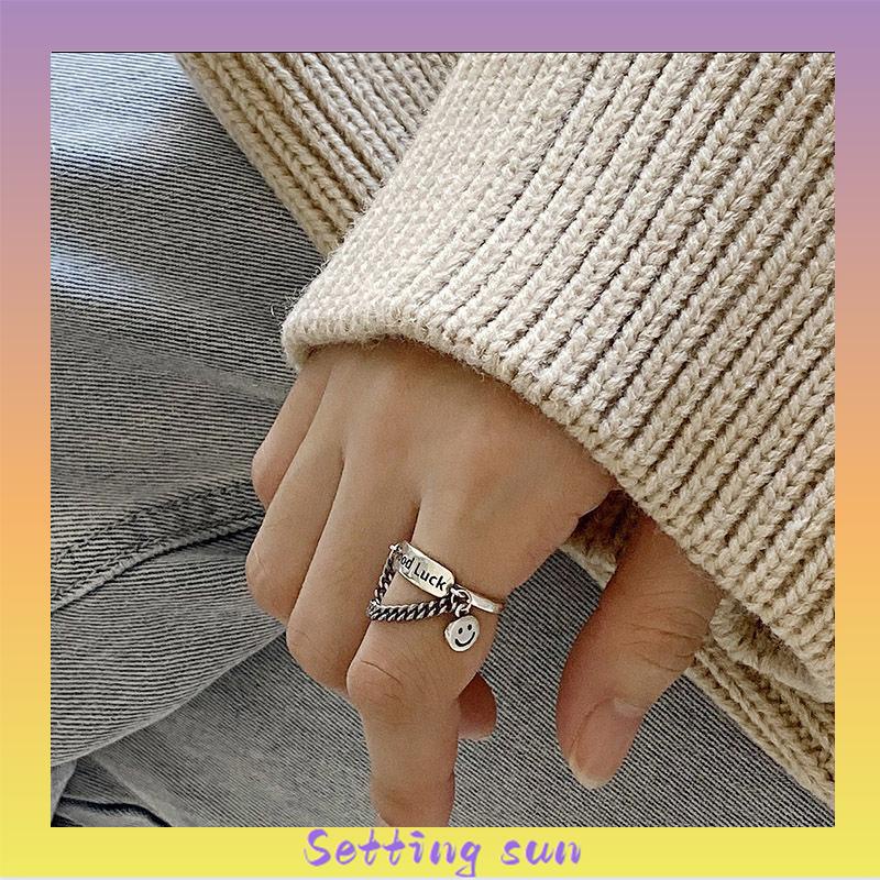 2 Pcs Cincin Korea Keren Logam Cincin Retro Gaya Punk Perhiasan Sederhana Unisex TN