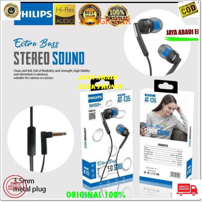 J318 ORIGINAL PHILIPS HANDSFREE KABEL JACK 3.5 MM IN EAR DOUBLE BASS HEADSET MIC STEREO CALL HIFI EARPOD HF KABEL EARPHONE MUAIK TELPOM HP MEGABASS HANDPHONE AUDIO SUARA SMULE KARAOKE BISA UNTUK SEGALA MERK JENIS HANDPHON PC LAPTOP DLL SUARA JERNIH NGEBAS