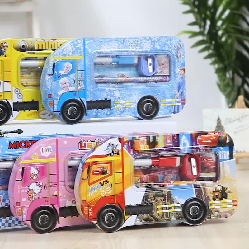 

TweedyToys - Car Shape Pencil Box Set / Kotak Pensil Mobil Kaleng Karakter Anak