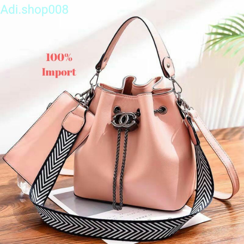 Tas Pesta Wanita Import Terbaru Bahan Kulit Sintetis Warna Pink - BTH88012