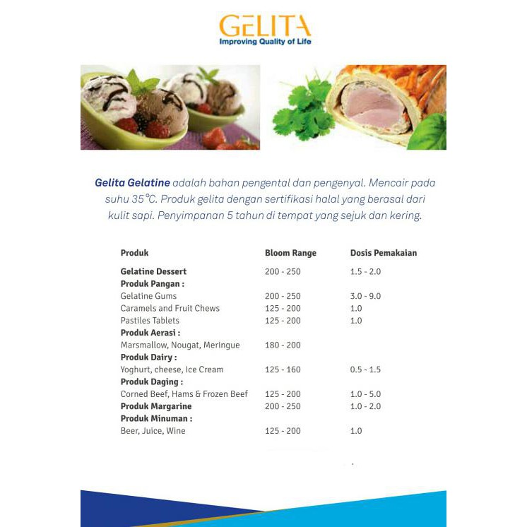 

A47D0 Gelatin Halal Impor Australia Merk Gelita 1 Kg
