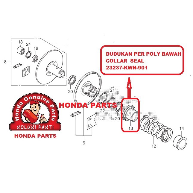 DUDUKAN PER POLY BAWAH COLLAR SEAL PCX LAMA VARIO 125 LAMA ORIGINAL AHM