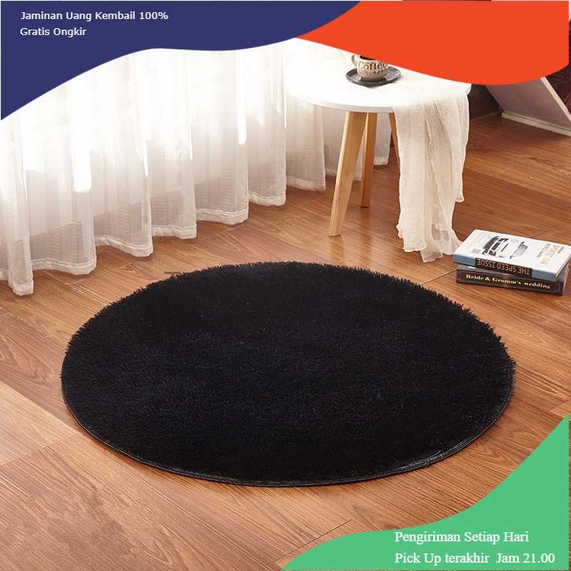 TD-AI Karpet Bulu Model Bulat Plush Shaggy Soft Round 80CM - MP100