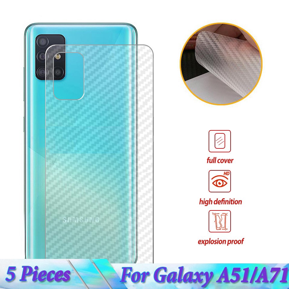 5PCS Samsung Galaxy A51 Samsung A71 Carbon Fiber Back Sticker Protective Back Film Camera Lens Protector