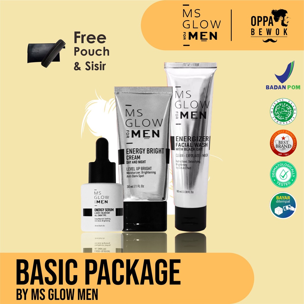 [ ORIGINAL BPOM ] PAKET BASIC MS GLOW MEN SKINCARE PRIA GLOW UP [ bisa COD ]