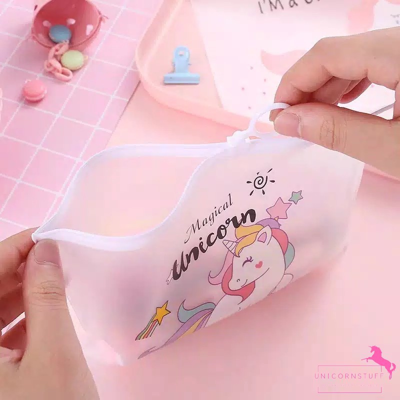 Map unicorn Tepak pensil unicorn Tempat Masker Anak Untuk Pergi