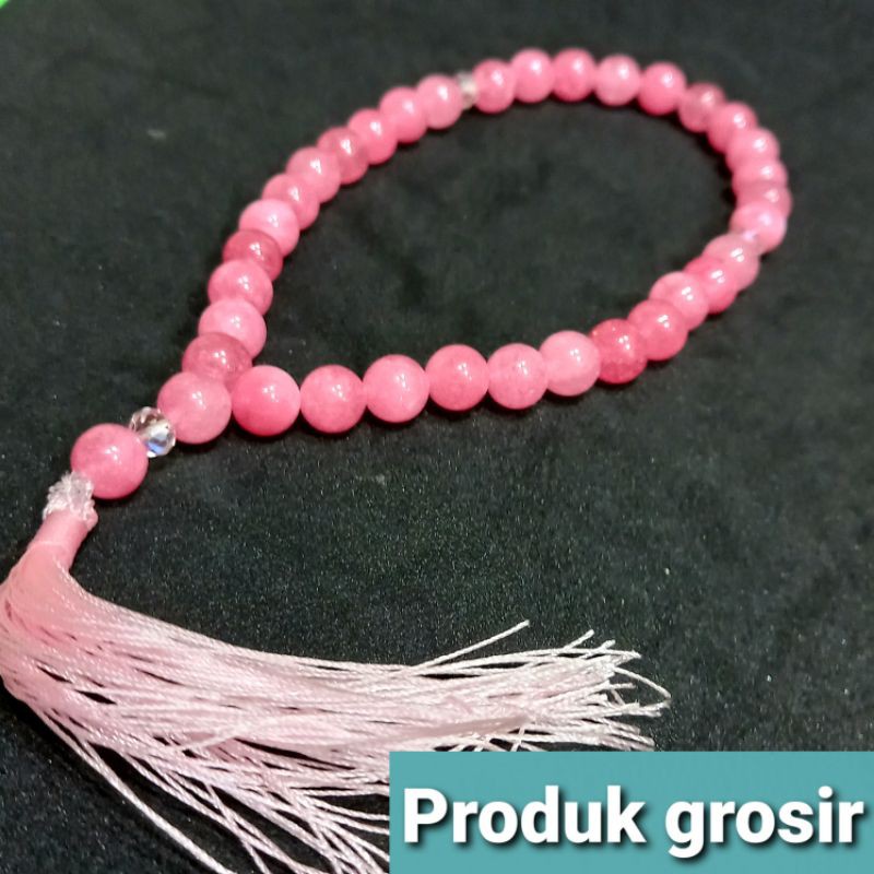 TASBIH BATU PINK ROSE QUARTZ 8MM 33BUTIR