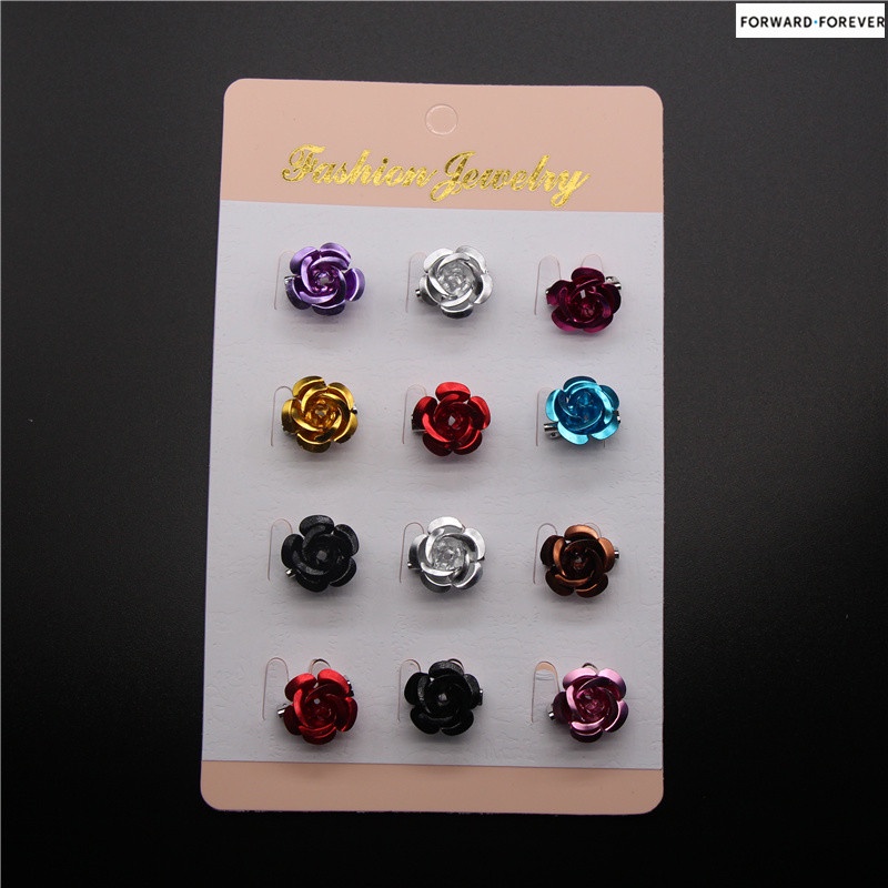 12pcs Fashion rose multi-small brooch pin Tudung safety pin M70021