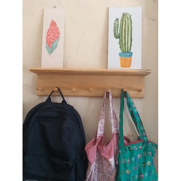 Gantungan baju/ kapstok kayu bahan kayu jati belanda