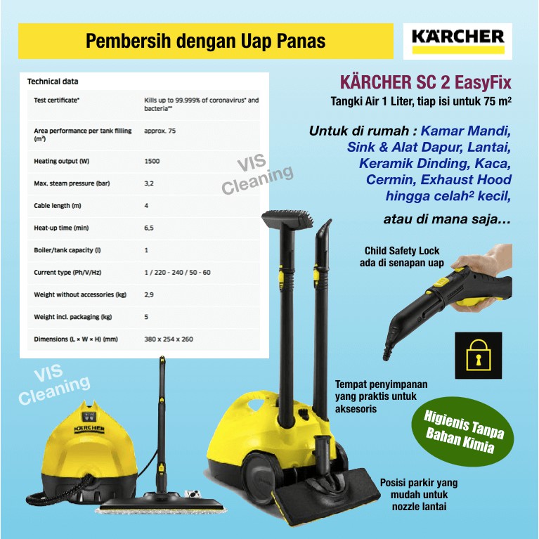 Steam Cleaner Karcher SC 2 EasyFix ( Mesin Pembersih dengan Uap )