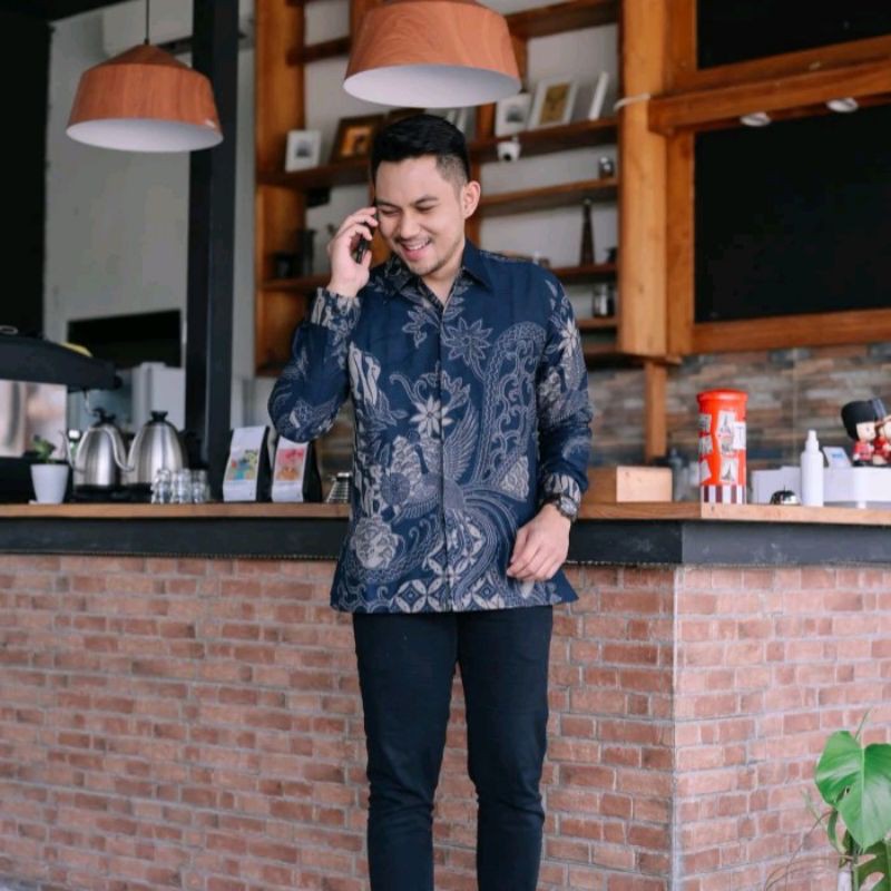 Batik seling navy katun halus full furing