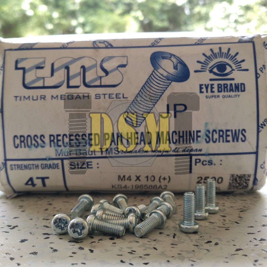 (100pcs) Galvanis Baut JP M4x10 / Machine Screw M4 Kepala Obeng Bulat