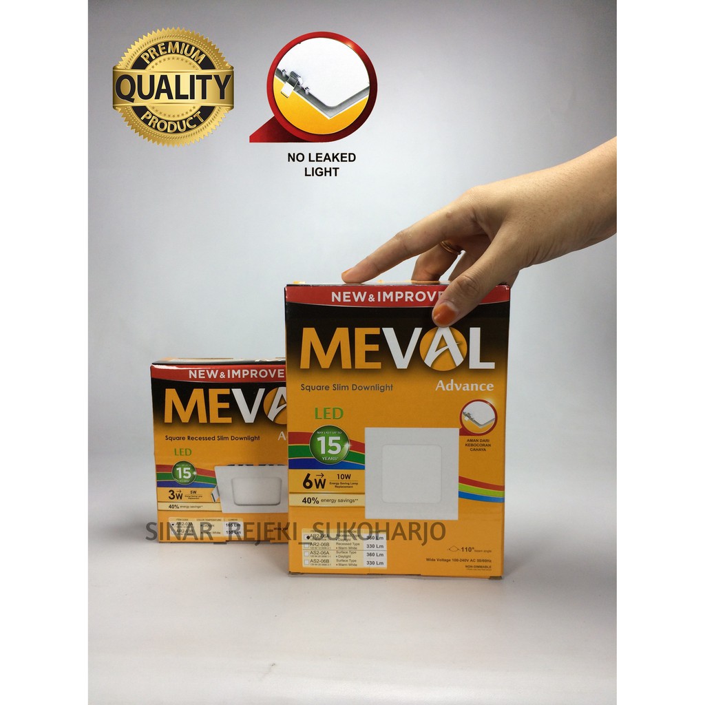 MEVAL 6W Advance Square / Kotak LED Slim Downlight IB / INBOW Putih