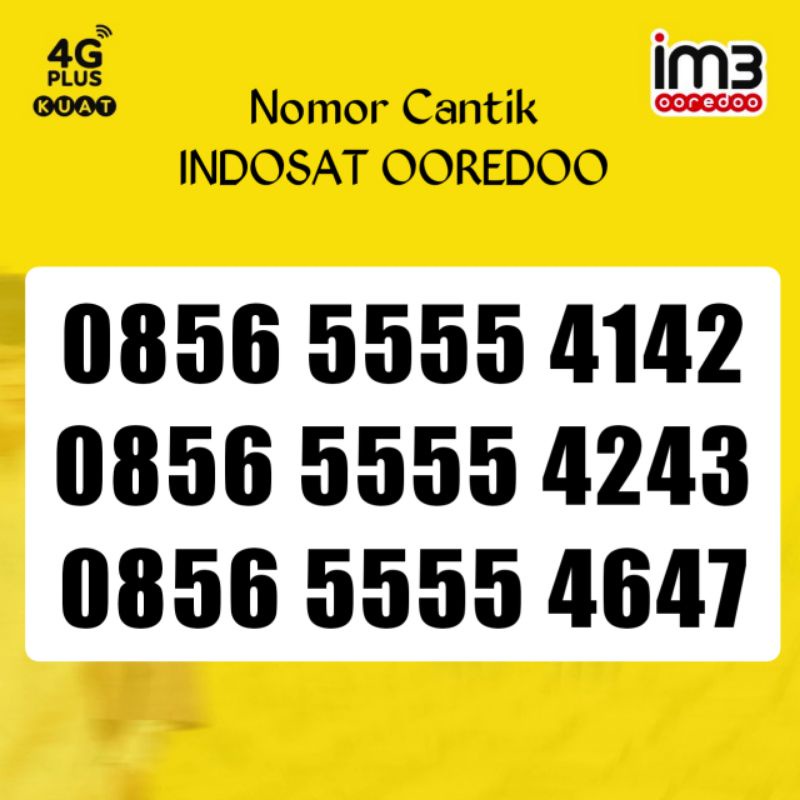 Nomor Cantik Indosat 5555 naik 4142 4243 4647 Im3 kwartet 5555