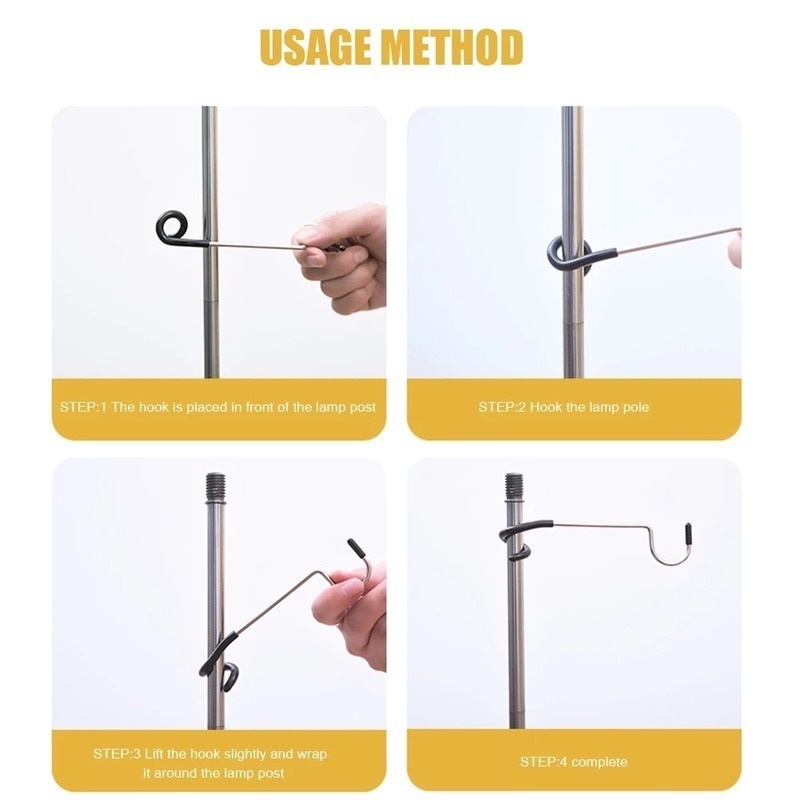 1 Pc Holder Tiang Lampu Senter Lentera Portabel Bahan Stainless Steel Untuk Berkemah