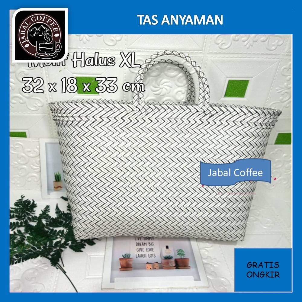 Tas Anyam Plastik Motif Halus Ukuran XS S M L XL / Tas Belanja / Tas Anyaman / Tas Berkat Hajatan Souvenir 01