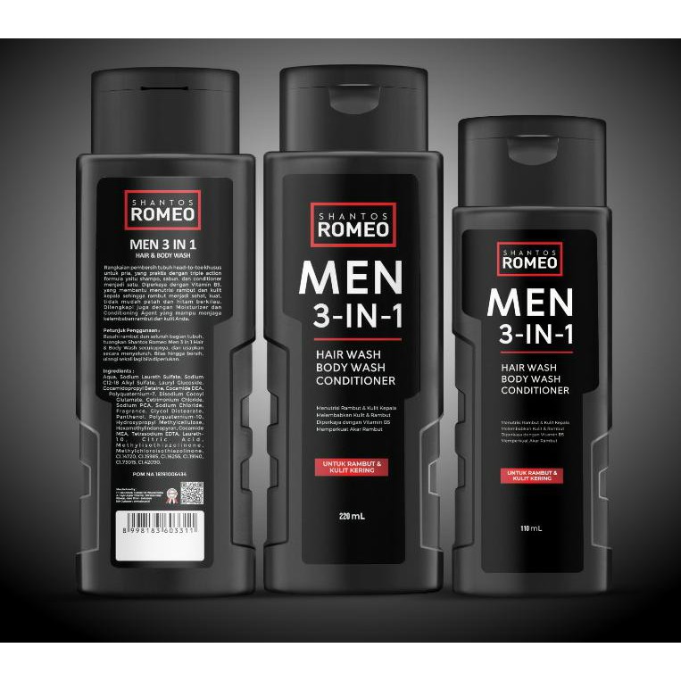 Shantos Romeo Men 3in1 110ml (Shampoo, Conditioner &amp; Body Wash)