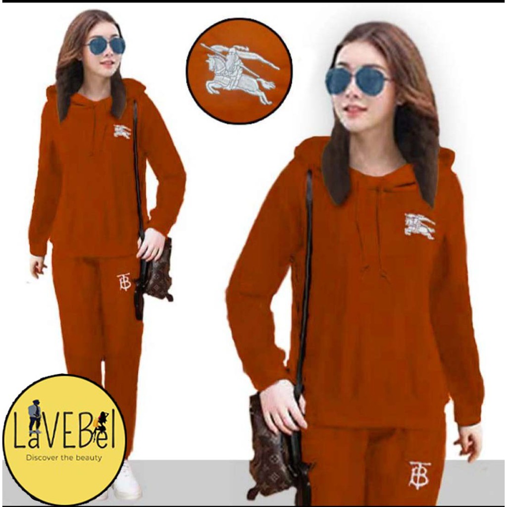 LVB Setelan Hoodie Wanita/Track Suit Wanita/Setelan Olahraga Wanita  Uk.L-XL-XXL-3XL BERRY HOODIE