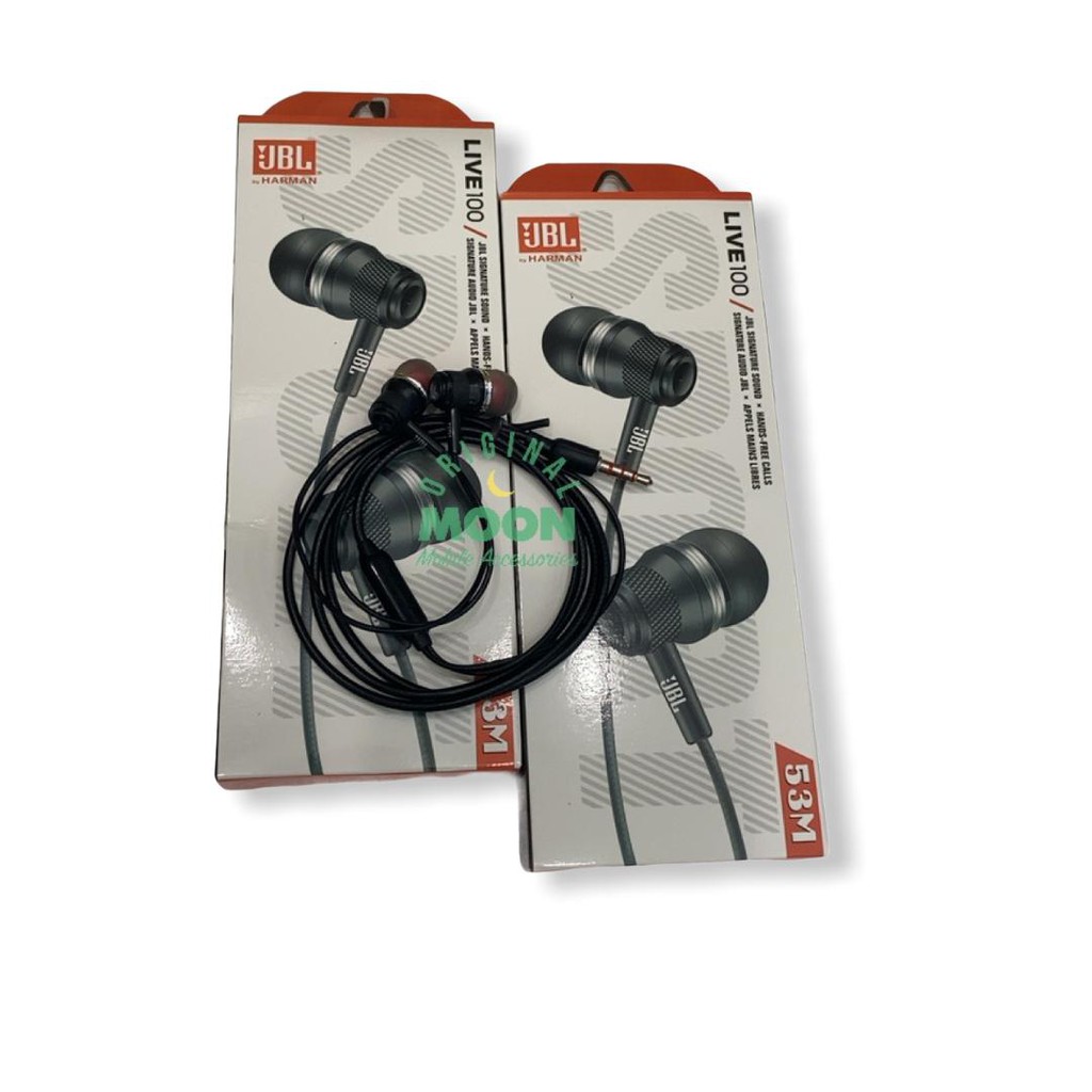 Headset Handfree Earphone brand jbl live 100 Stereo MEGA BASS 53M