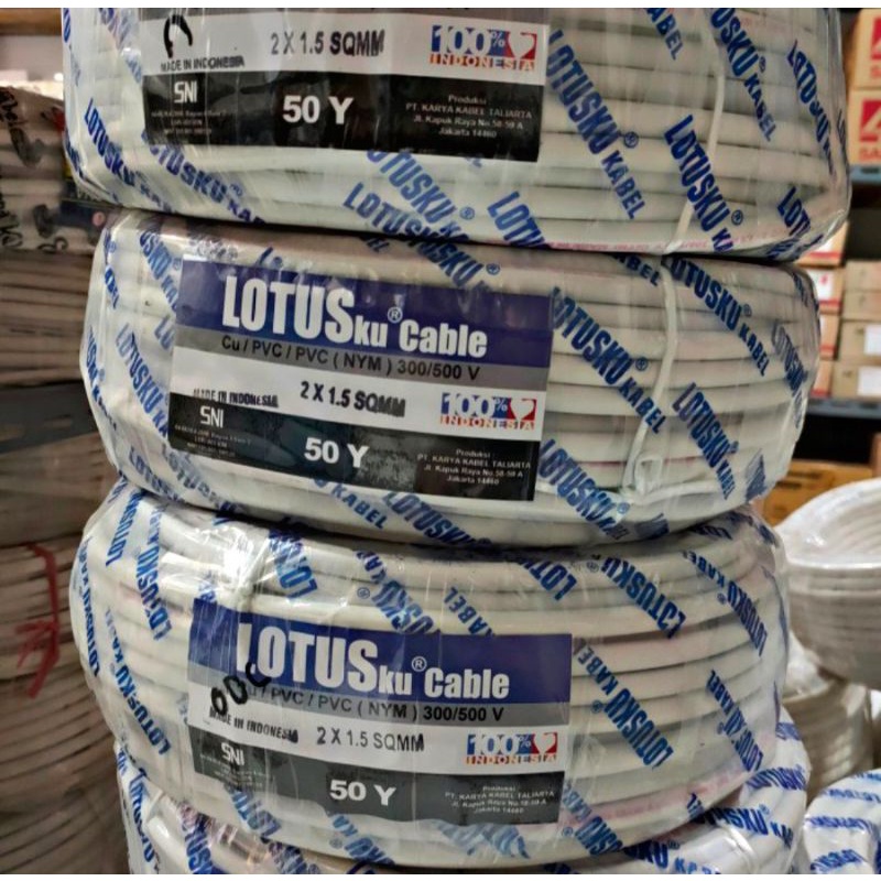 { 1 ROLL } Kabel Lotusku 2 x 1,5 Tembaga Kawat Batangan (45 meter)