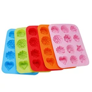 Cetakan Silicone 12 Motif Cetakan Coklat Pudding Jelly Silicone Cetakan 12 Hole Grid dengan 12 Motif Coklat Jelly Pudding