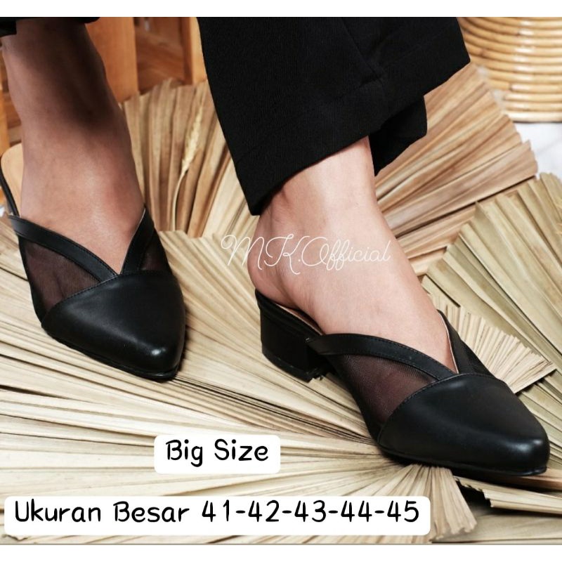 Sandal Bustong Makazi Big Size 41-45 / Sepatu Sendal Wanita Kasual Pesta Turis BULE Hitam, 41